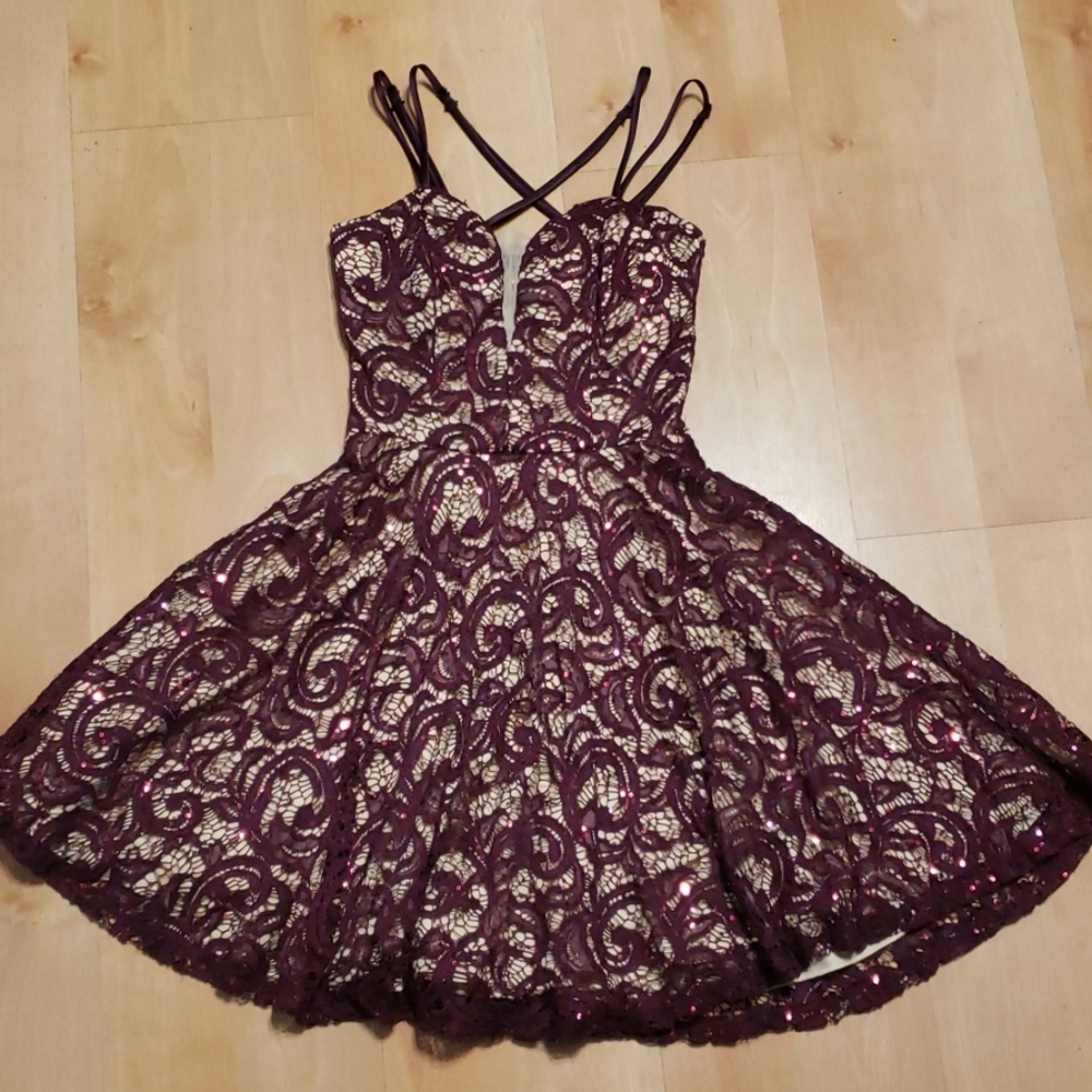 Burgundy/Nude sequin dress